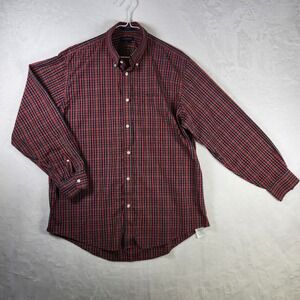 Lands' End Men's Plaid Button Down Shirt Long Sleeve No Iron